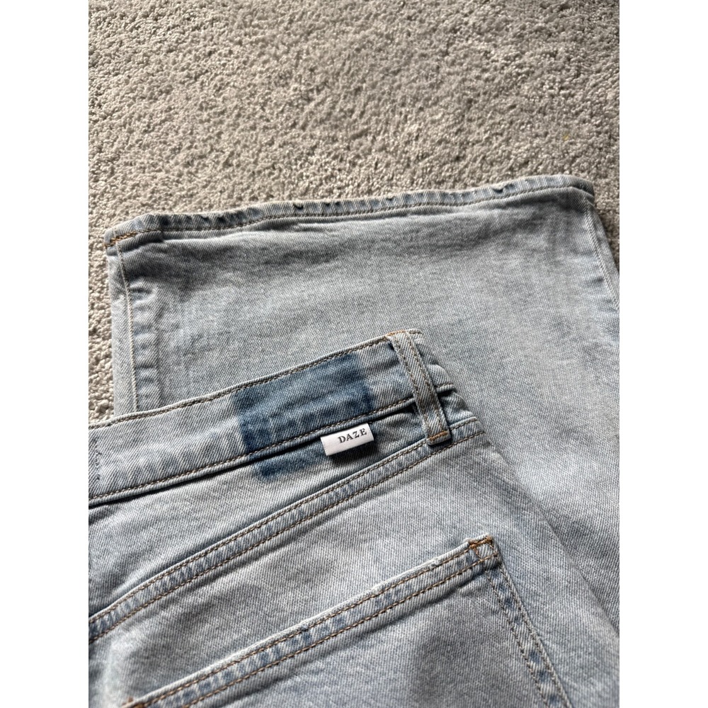 Daze Denim Jeans Sz 30 Blue High Rise Wide Leg Cargo Hippie Grunge Y2K 32" x 30" - Picture 7 of 7
